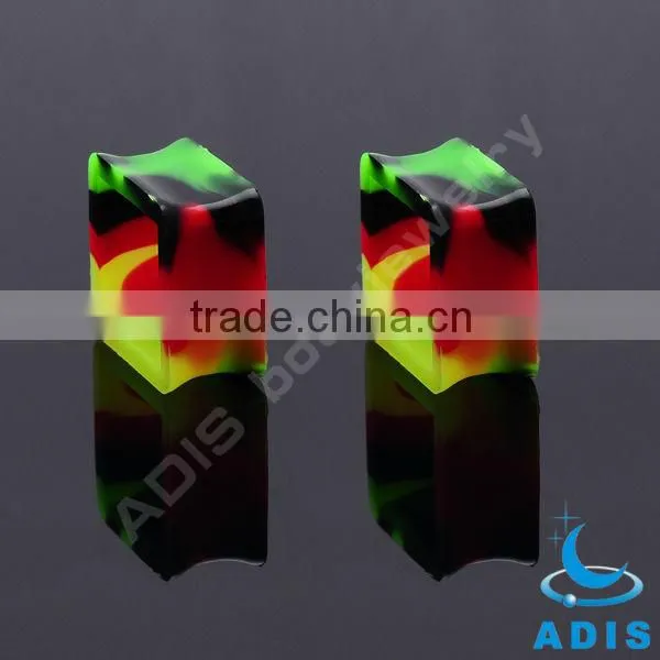 silicon colorful square shape ear plugs tunnel jewelry