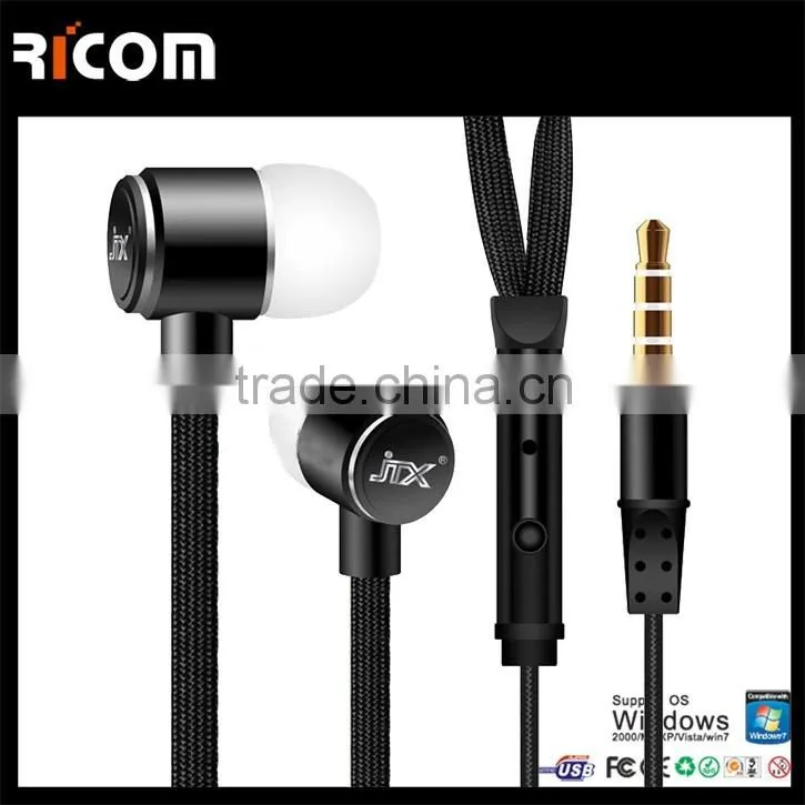 Hot Sell HIFI Stereo Shoelace earphone design with 3.5DC and with Microphone--EO3031B