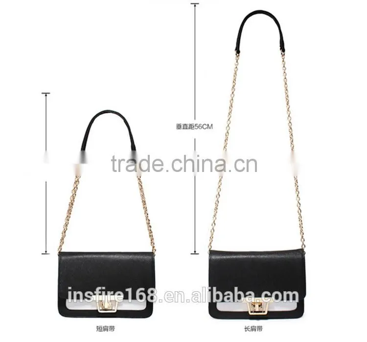 Guangzhou OEM clutch bag wit rivet fashion style lady gold chain long handle shoulder bag