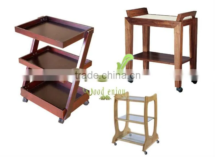Wood Beauty Salon Trolley Cart Wooden Serving Carts