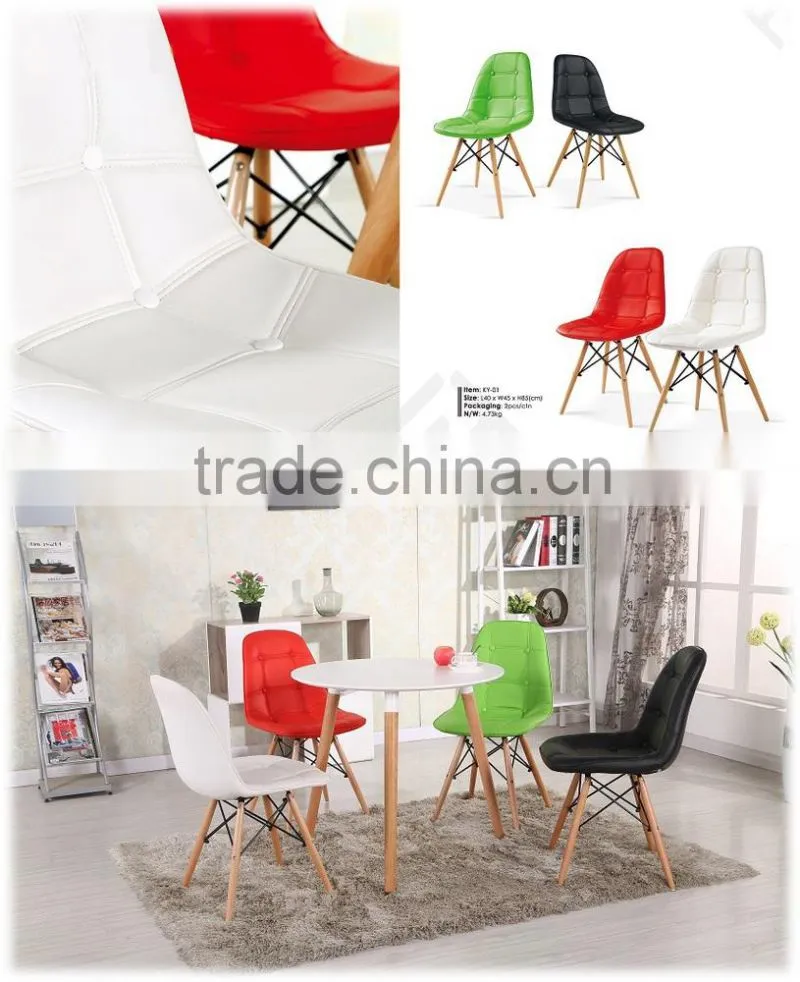 Plywood inside wood dine chair with leather