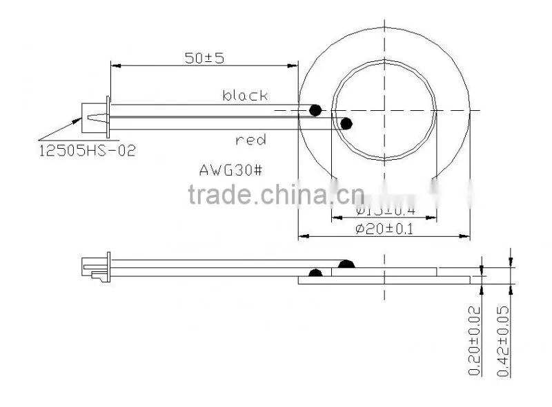 FT-20T-3.6 high quality 20mm piezo trasducer disc ceramic element with wire (FBELE)