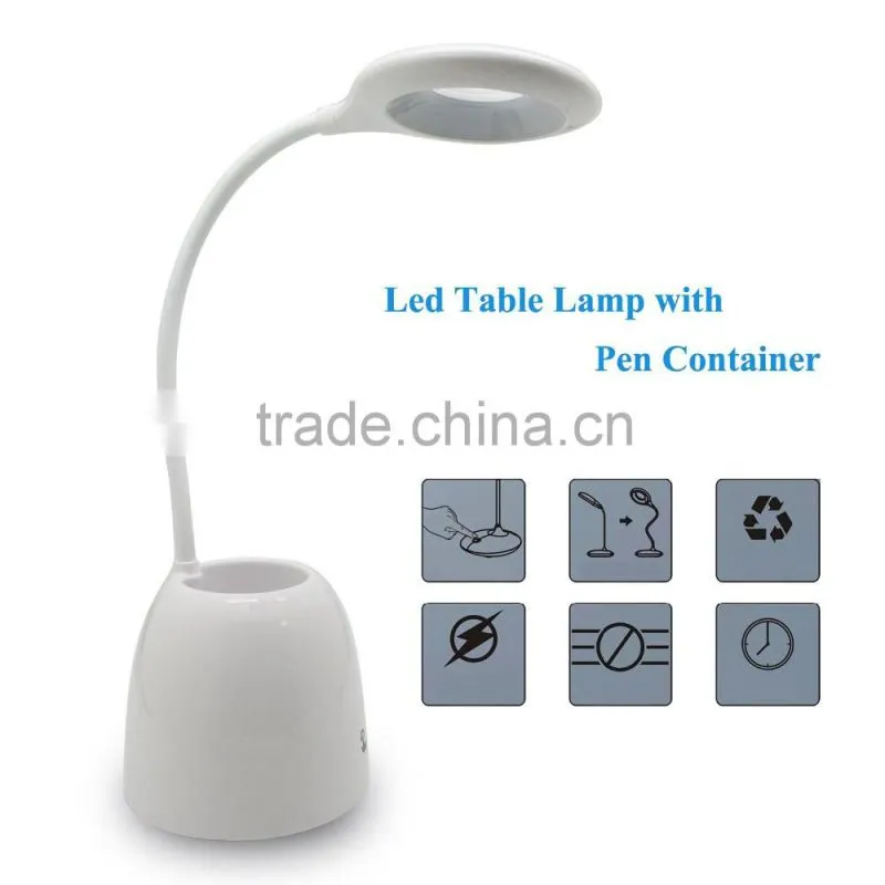 Portable Touch Sensor Multifuction Kid Eye-Protection rechargeable led desk lamp with Pen Container or Money Box