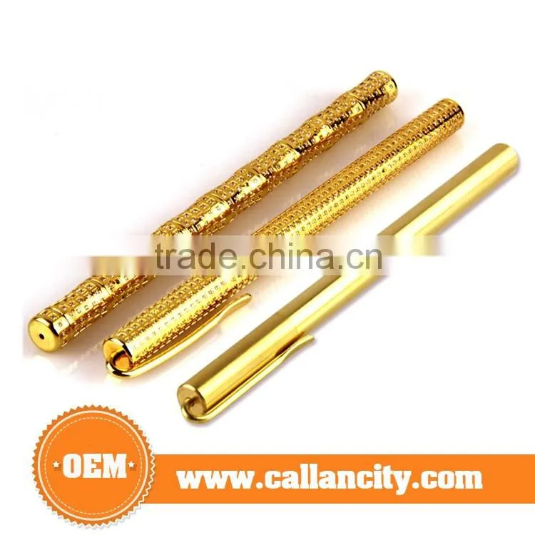 Luxurious custom shape gold diamond pen &engraved gold pens