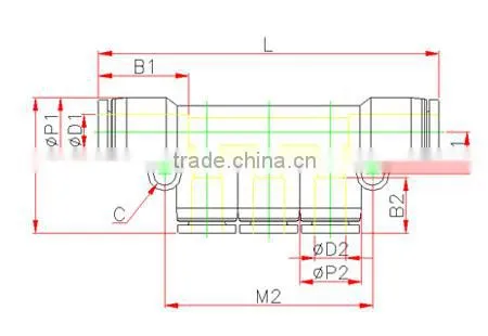 PKG Union Triple Pneumatic Fittings Branch Reducer Air Fitting