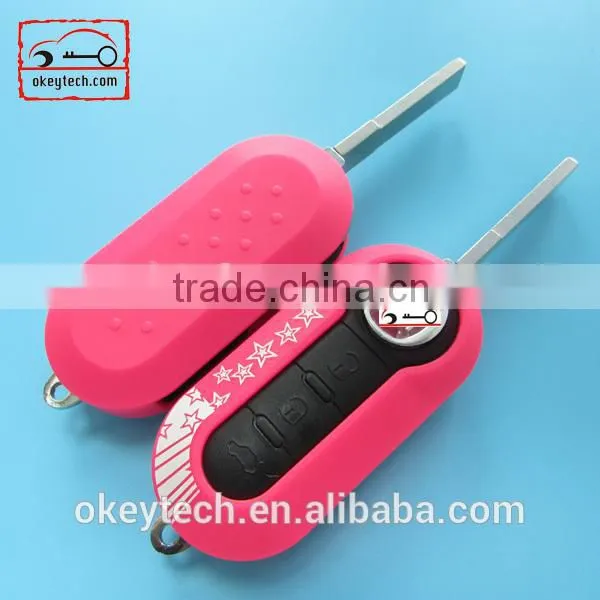Okeytech fiat key fiat 500 3 buttons remote key cover for fiat key cover