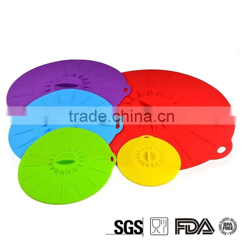 OEM silicone pot cover lid set ,silicone suction lids for bowl, silicone lids spill