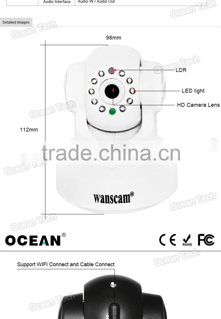 Hot selling ip camera JW0012 TWO way audio Pan/Tilt Indoor 32 G TF Card support H.264 IP camera