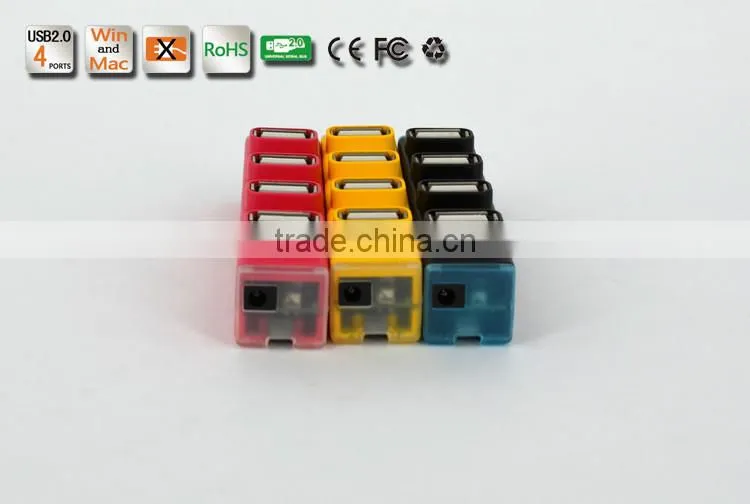 Hi-speed 4 port MINI Colorful USB 2.0 HUB 480MbPS For PC Laptop Computer