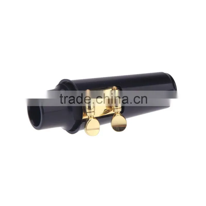 Sax Saxophone Mouthpiece Plastic with Cap Metal Buckle Black