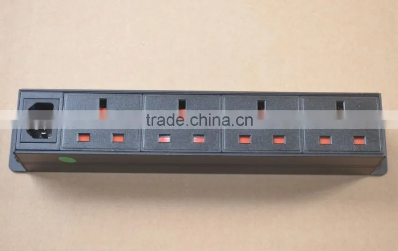 IEC C14 Inlet to UK socket PDU 4 way Outlet Power Distribution Unit & Power Strip for UPS or cabinet use