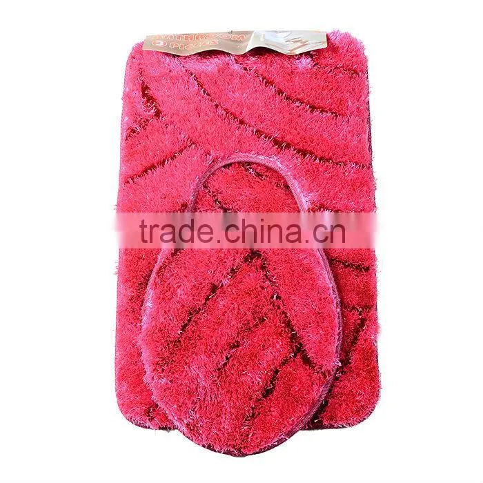 polyester shaggy 3 piece bath mat set