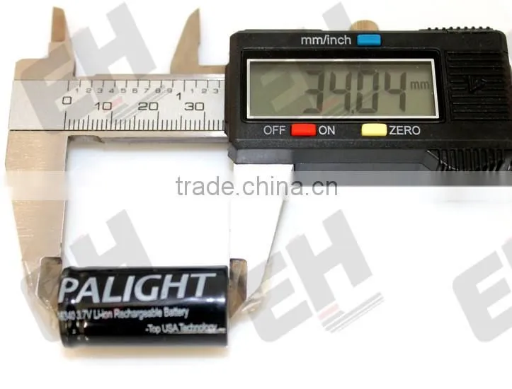 battery manufacturer Palight 16340 1000mAh 3.7V Rechargeable Battery black