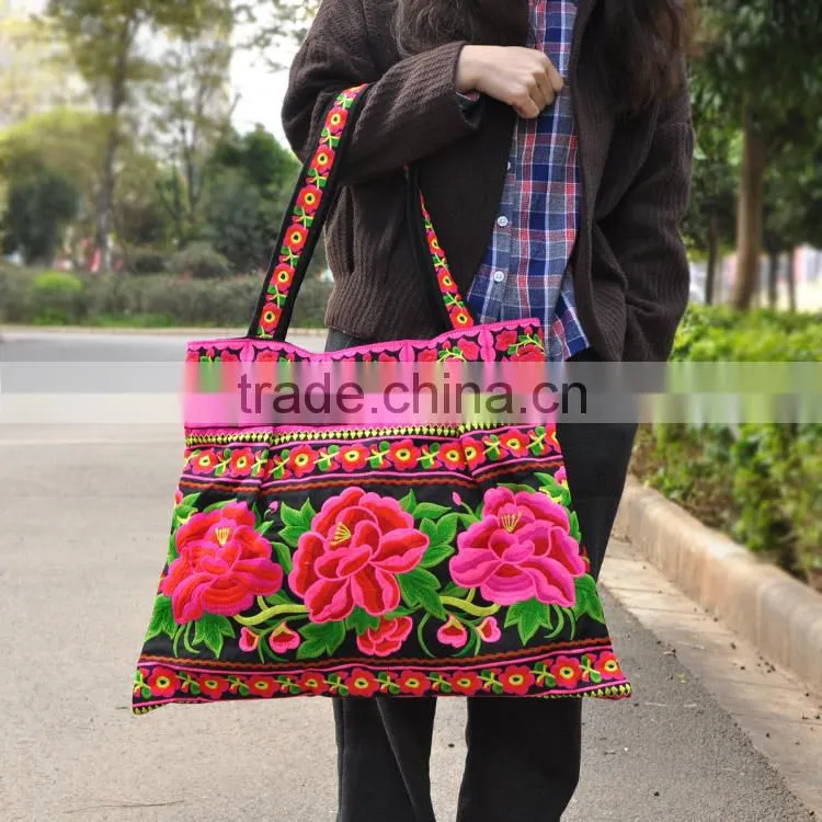 2016 new embroidery bag women shoulder bag with flower embroidery