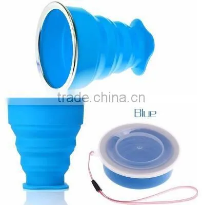 portable silicone retractable folding coffee cup with lid