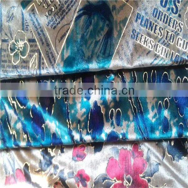 High quality good strech printing korean velvet /uphostery fabric