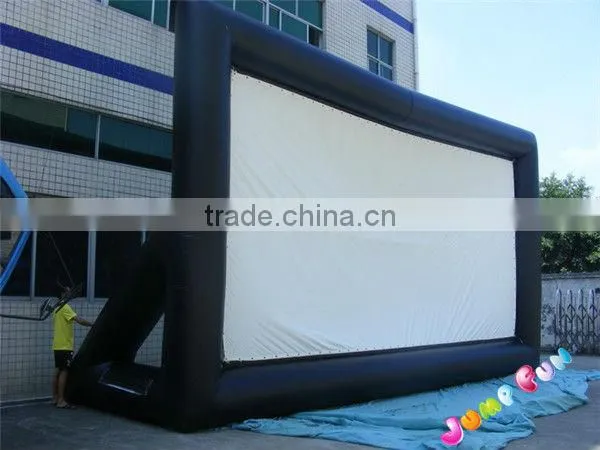 Inflatable air screen/film project screen for outdoor use