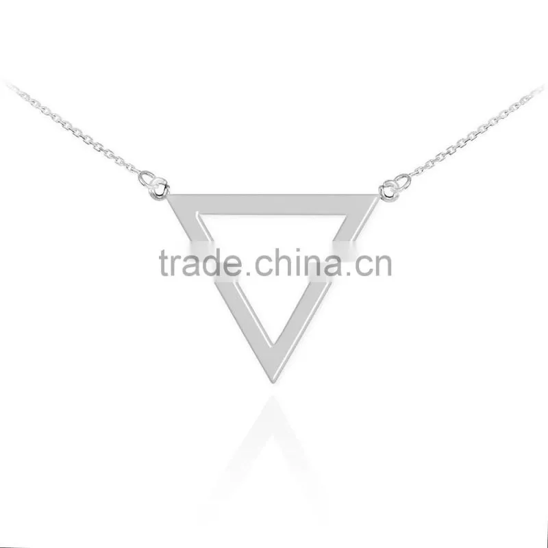 Attractive Silver Colored Women Small Triangle Charm Necklace