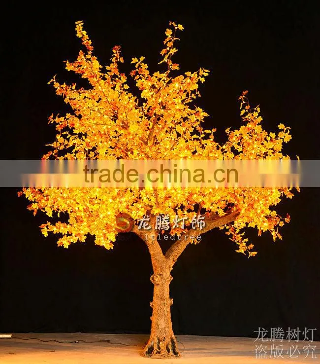 Waterproof artificial yellow lighted maple tree