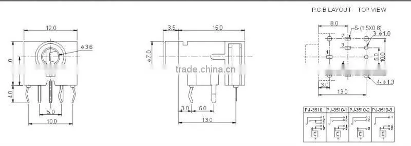 3.5 mini jack portable phone PJ-3510,female phone jack