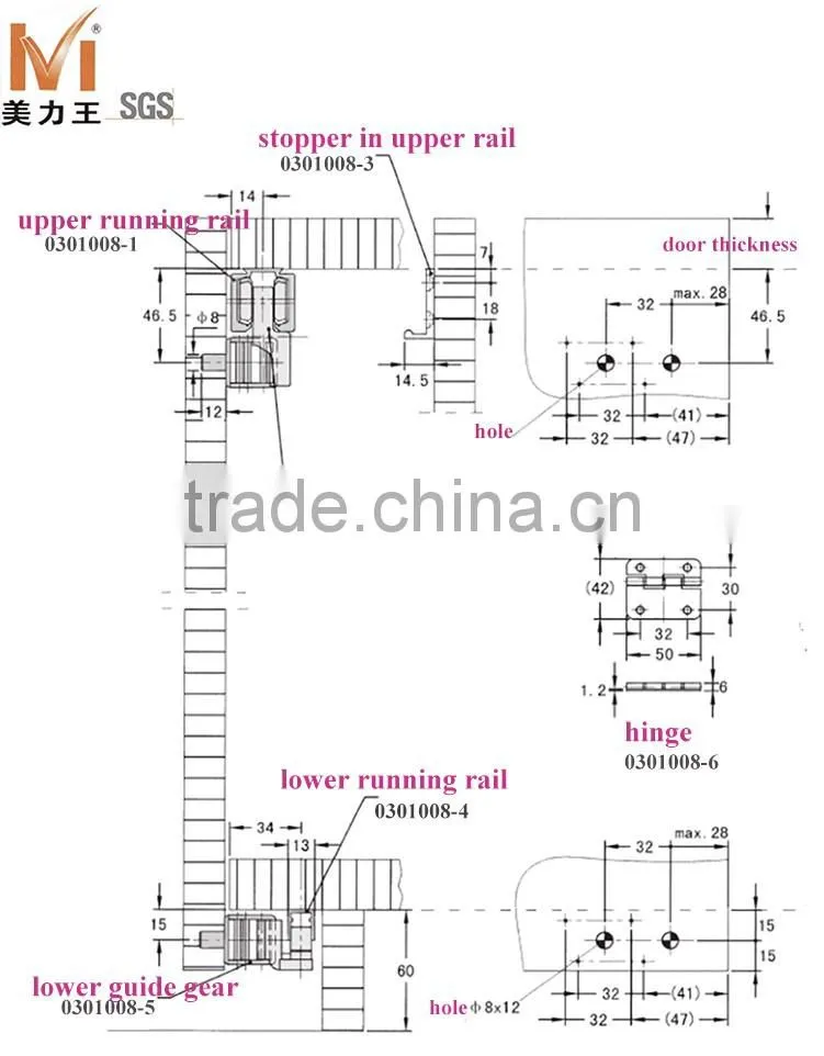 Wardrobe Sliding Door Roller Hardware for Sliding Folding Doors