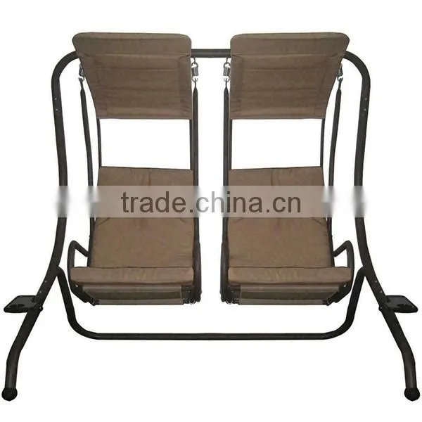 Outdoor Garden Patio Covered Double Swing Chair w/ Frame - Sand