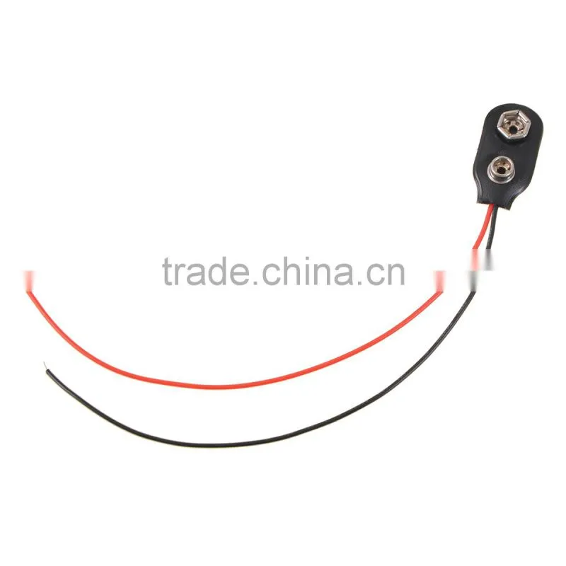 9V Battery Snap-on Connector Clip with Wire Holder Cable Leads Cord
