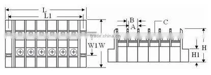 TB-125 Panel Mounted Barrier Type 125A Wire Connector Pluggable