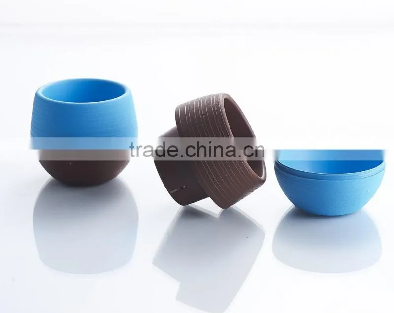 Round Plastic Plant Flower Pot Home Office Decor Planter-Medium Size