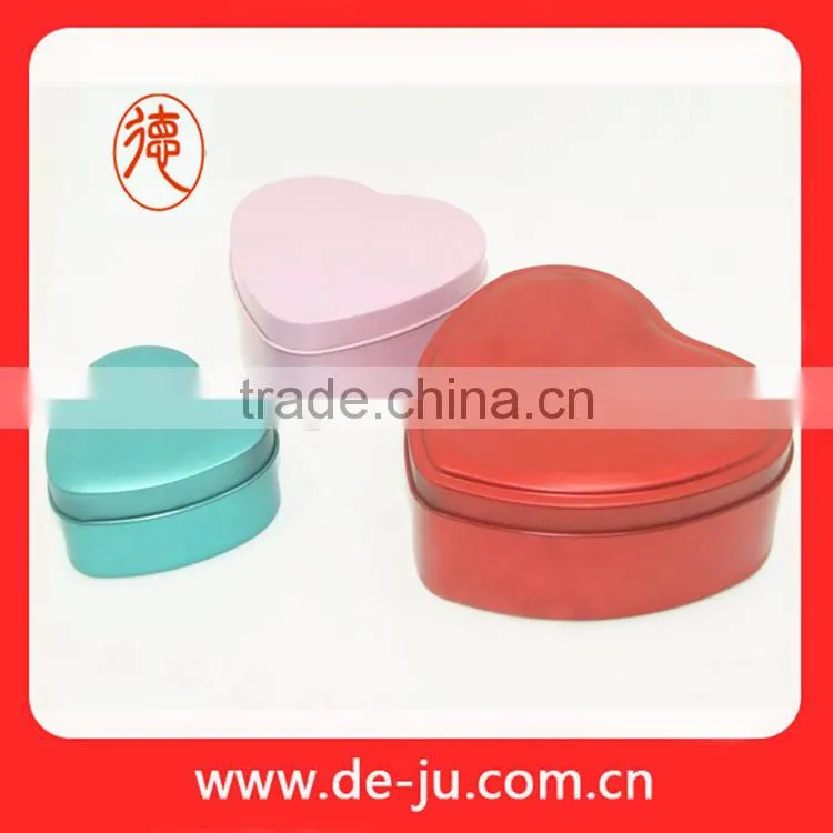 Custermized printing thick tin sheet heart shaped chocolate box
