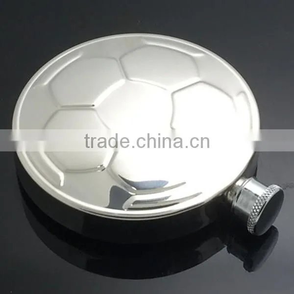 4.5 OZ stainless steel flagon football style bright polished circular flagon