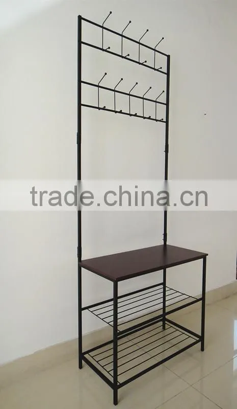 Metal Wood Entryway Bench Storage standing Hallway Umbrella Hat coat Shoe rack