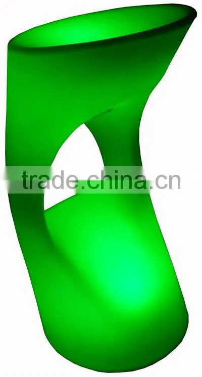 nightclub PE plastic made nighclub bar stool /colorful changing led light up standing bar stool