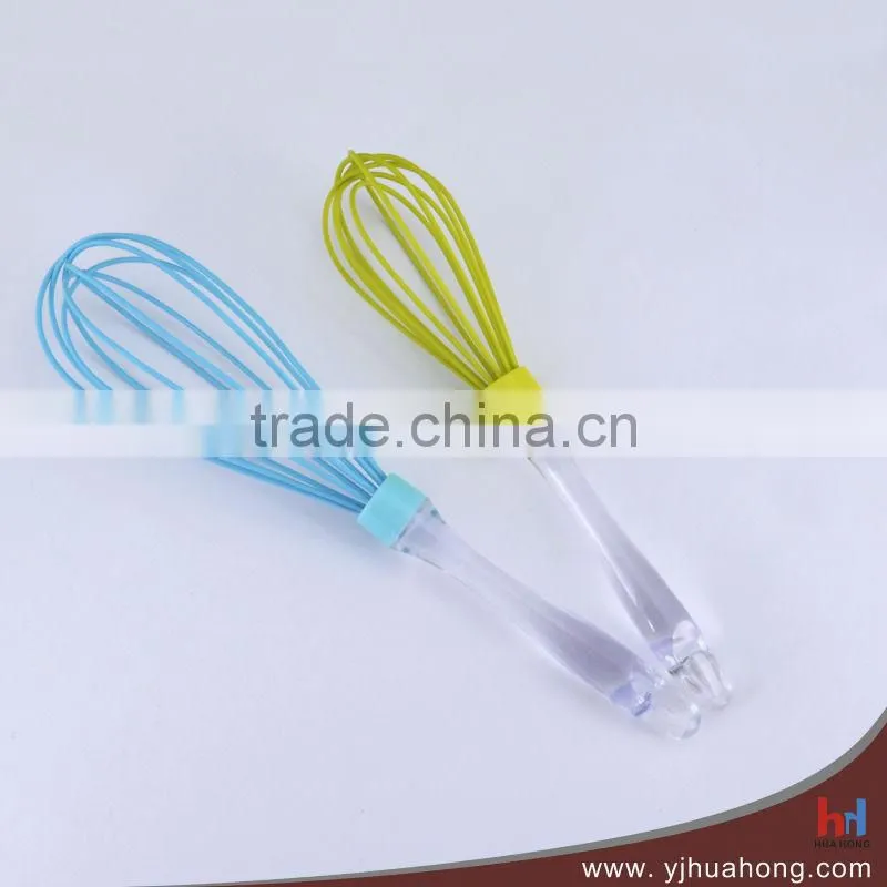 Colorful Food grade silicone coated egg whisk with stainless steel handle (HEW-36B)