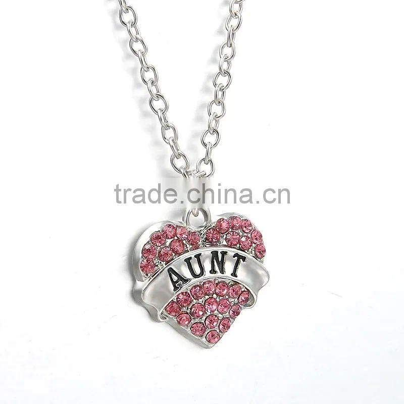 2016 cheap Hot Crystal Love Heart Pendent Necklace Fashion Family Xmas Gifts Jewelry