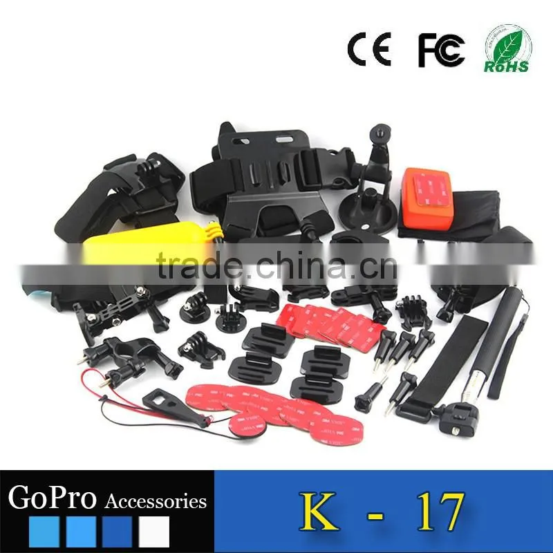 2016 hot selling 48 in 1 kit used for gopros heros 4 accessories bundle of camera cases