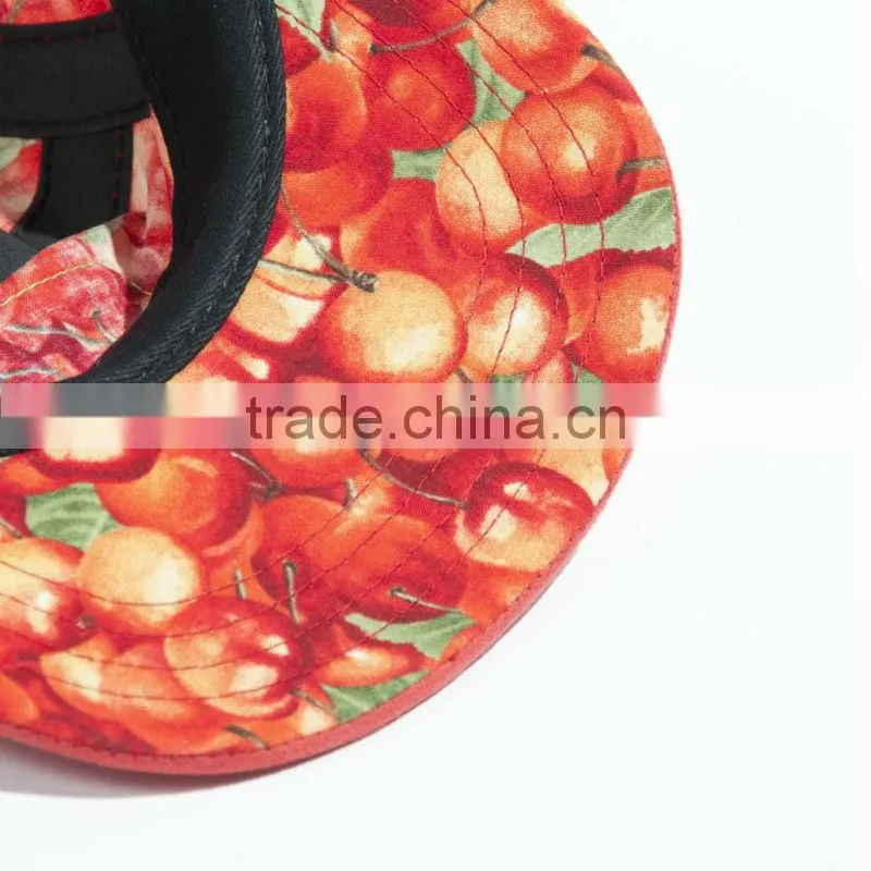 Fruit pattern 5 panel hat custom cotton 3D digital printed 5 panel hat