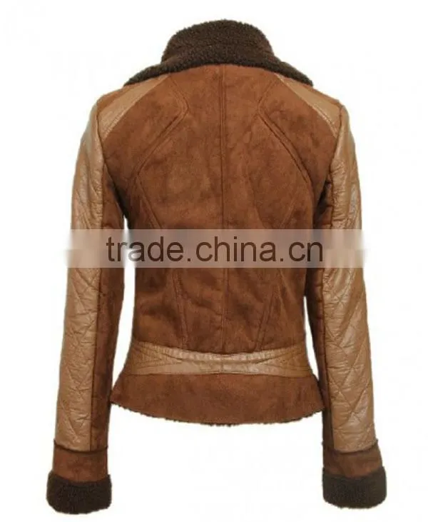 women fashionable slim fit leather jackets with fur collar