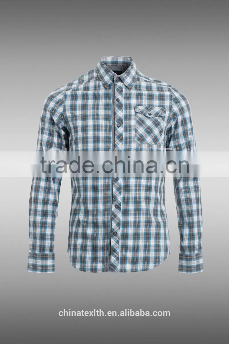 Fashion Long Sleeve Casual Design High Quality 100%Cotton Check Men Shirt