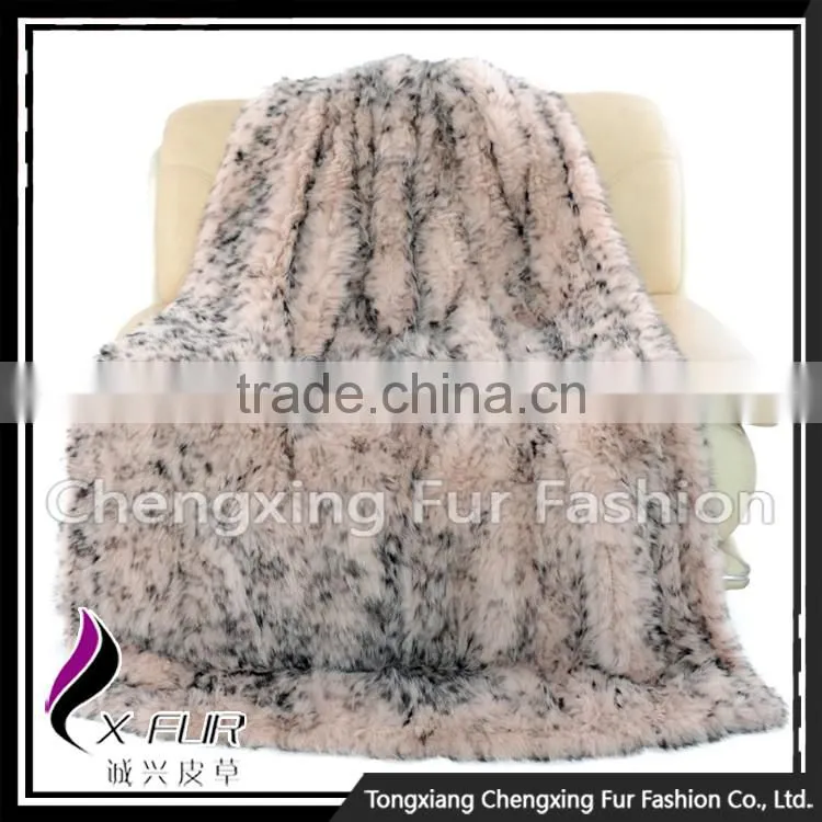 CX-D-73 2016 New Arrival Hand Knitted Genuine Fox Fur Throw Blanket