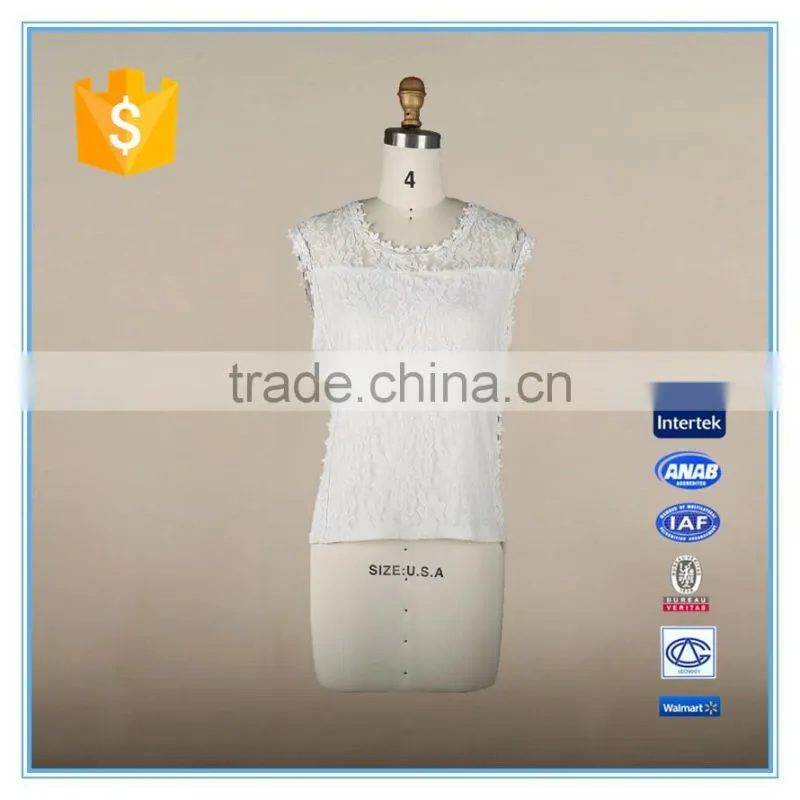 Latest White Sexy Women's Halterneck Slim Fit Lace Casual Tank Top