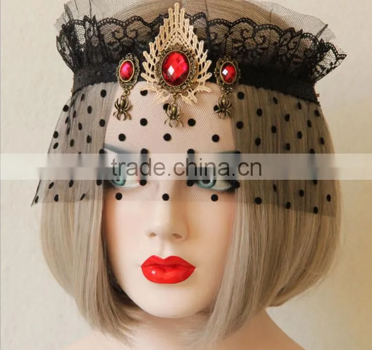 Queen crown hair accessories of Vampire,women tiara dance veil for bar &party
