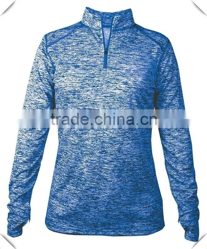 supreme high quality womens 95% polyester 5% spandex Blend moisture management antimicrobial performance fabric 1/4-Zip Pullover