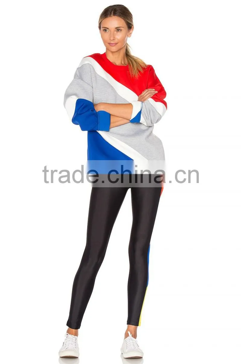 High quality custom long sleeve tri-color sweatshirt without hood