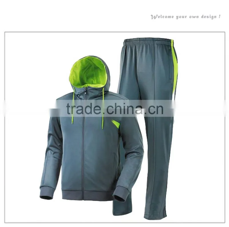 Mens custom color contrast gym 100% fleece tracksuit