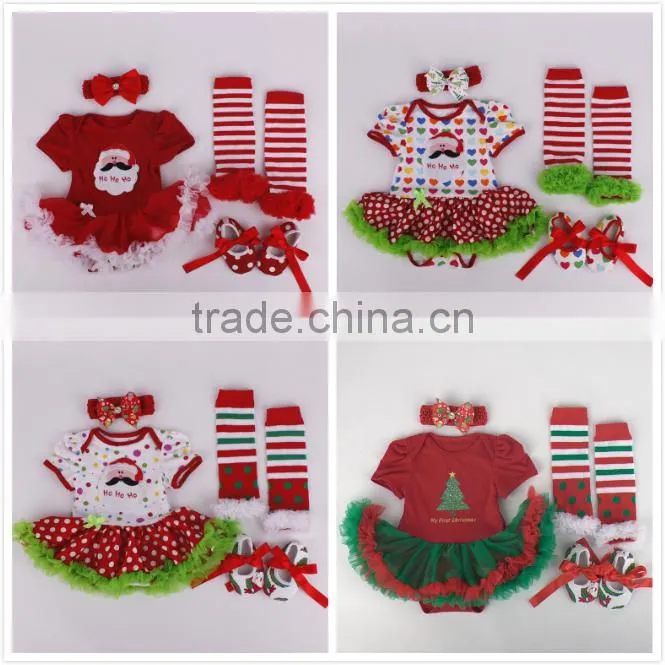 Wholesale 4pcs Christmas Christmas Cotton Newborn Baby Toddler Clothing