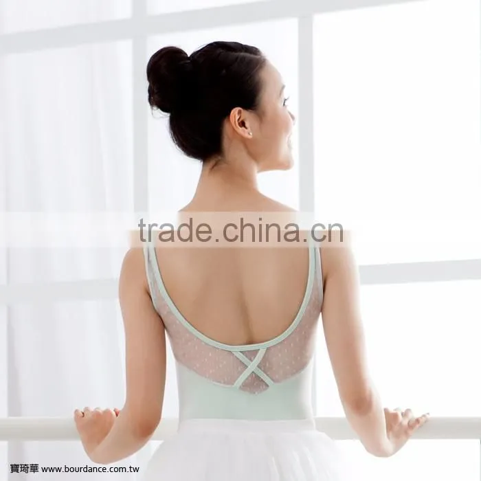 Adult tactel mesh polka dot sleeveless leotard