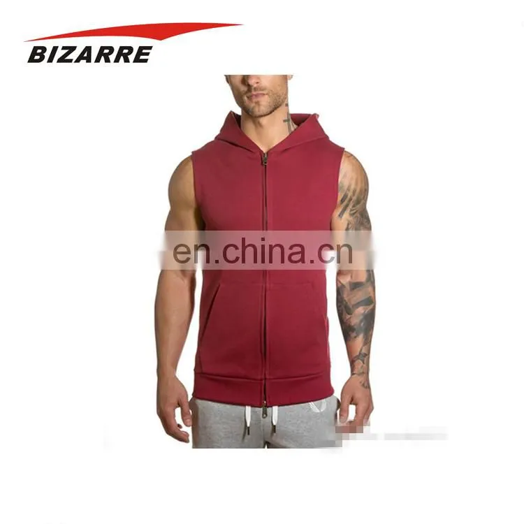 Manufacturing Dry Wicking Customized Logo Sleeveless Bodybuilding Hoodie