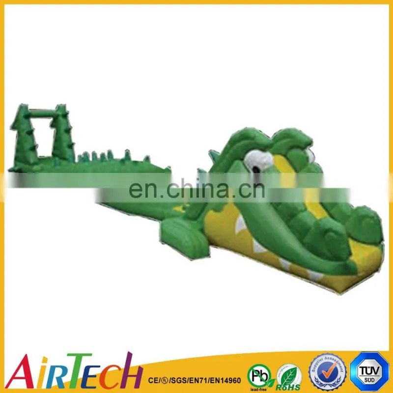 lovely crocodile inflatable kids obstacle course equipment