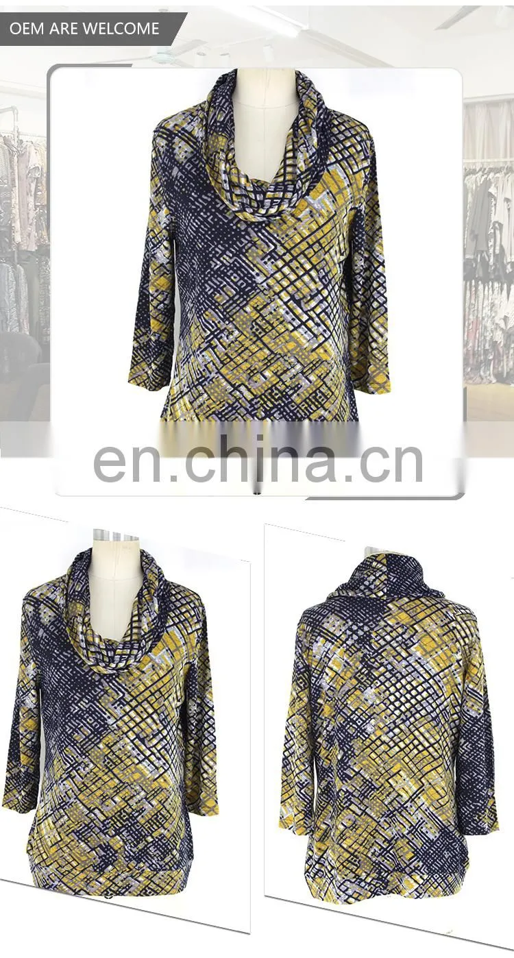 GuangZhou supplier cowl neck turkish style free size ladies tunic for Fall season
